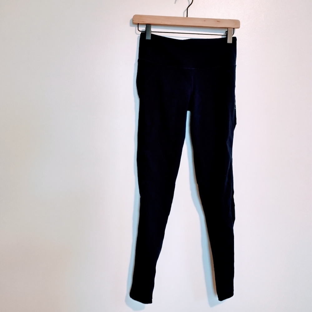 Victoria's secret sport leggings size small, black with mesh at hem, mild wear
